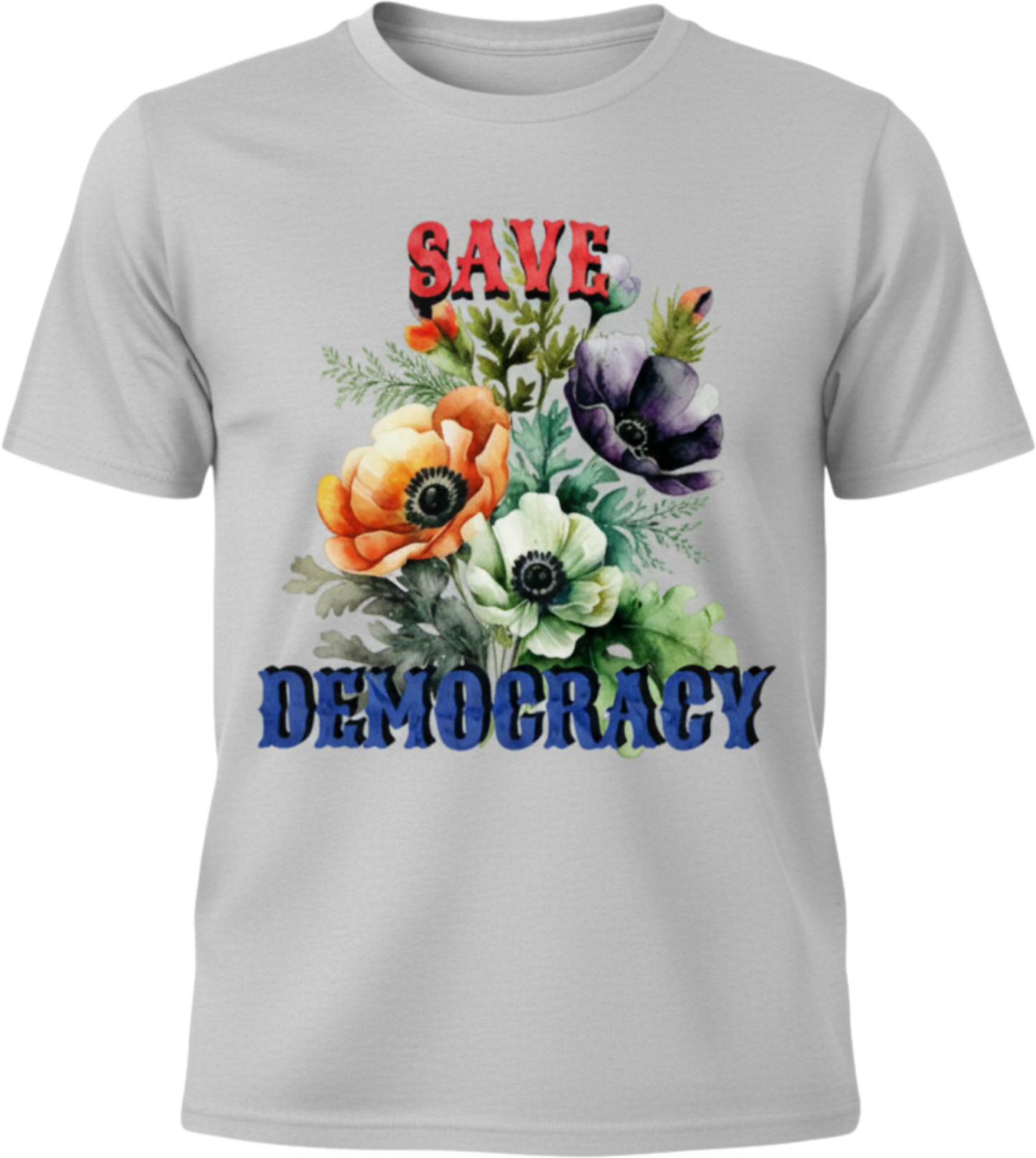 Save Democracy Floral Tee – Feminine Power Meets Civic Pride