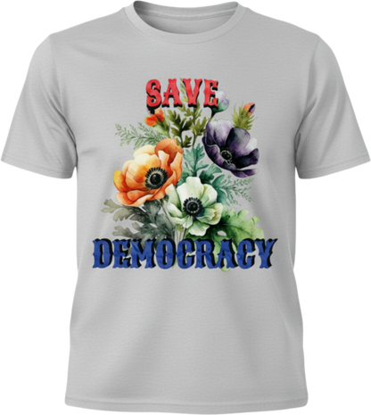 Save Democracy Floral Tee – Feminine Power Meets Civic Pride