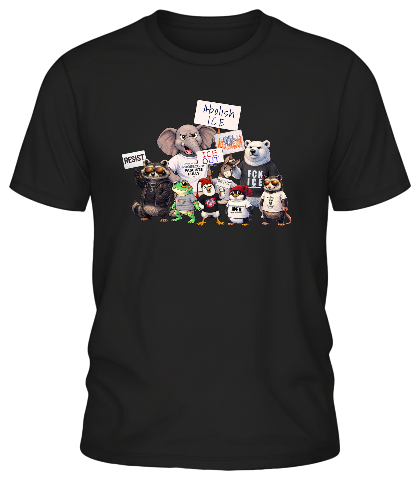 ICE Out Protest Animals Graphic T-Shirt