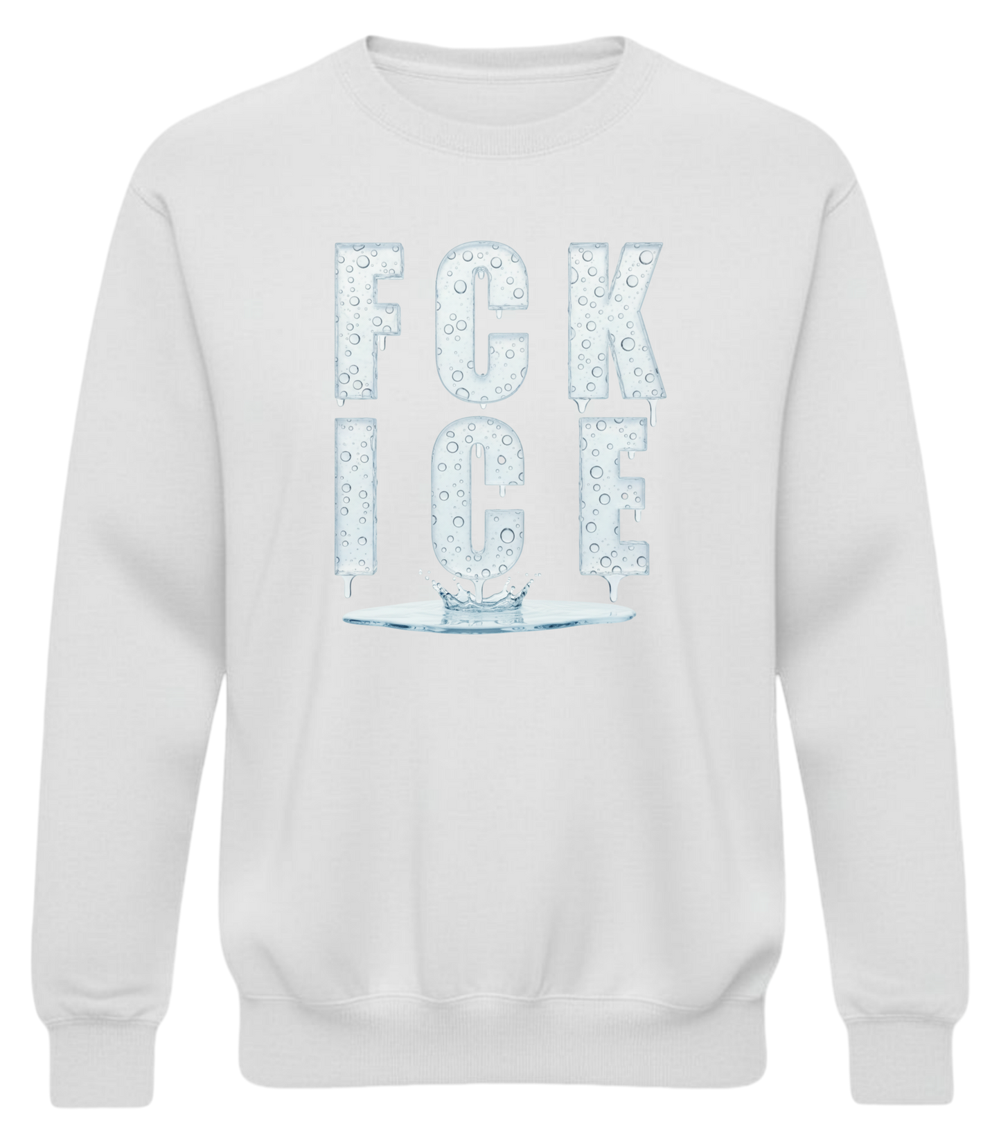 Crewneck Sweatshirt — 'FCK ICE' Distressed Iceberg Graphic