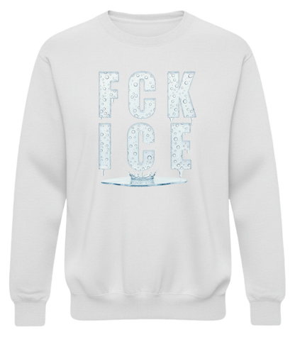 Crewneck Sweatshirt — 'FCK ICE' Distressed Iceberg Graphic