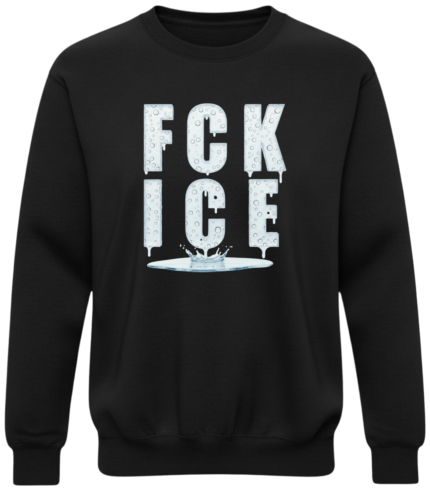 Crewneck Sweatshirt — 'FCK ICE' Distressed Iceberg Graphic