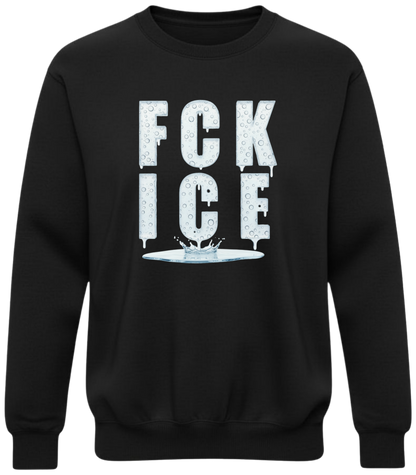 Crewneck Sweatshirt — 'FCK ICE' Distressed Iceberg Graphic