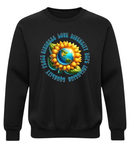 Peace Kindness Equality Sweatshirt – Love Diversity Hope Inclusion Graphic Crewneck, Humanity Values Shirt