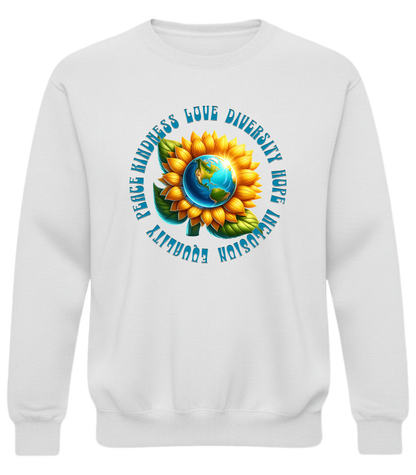 Peace Kindness Equality Sweatshirt – Love Diversity Hope Inclusion Graphic Crewneck, Humanity Values Shirt