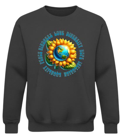 Peace Kindness Equality Sweatshirt – Love Diversity Hope Inclusion Graphic Crewneck, Humanity Values Shirt