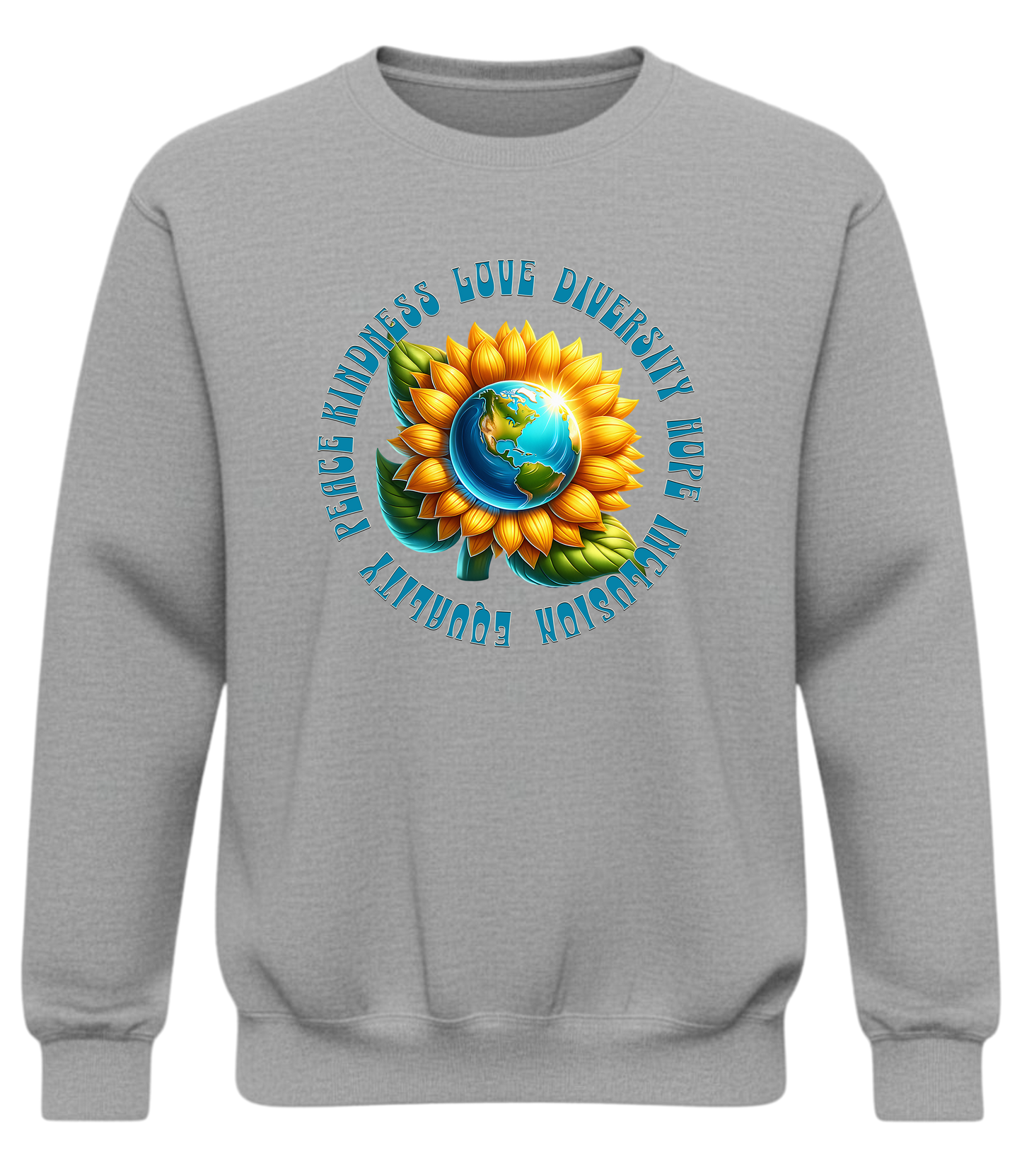 Peace Kindness Equality Sweatshirt – Love Diversity Hope Inclusion Graphic Crewneck, Humanity Values Shirt