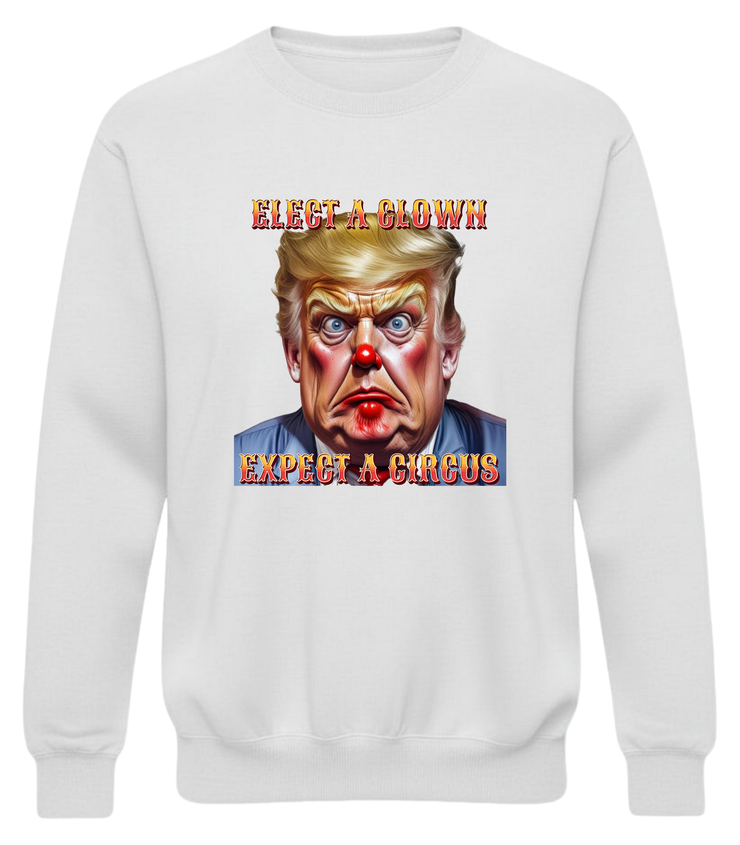 Elect a Clown Expect a Circus Sweatshirt – Political Caricature Statement