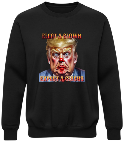 Elect a Clown Expect a Circus Sweatshirt – Political Caricature Statement
