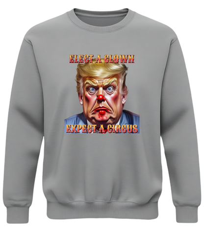 Elect a Clown Expect a Circus Sweatshirt – Political Caricature Statement