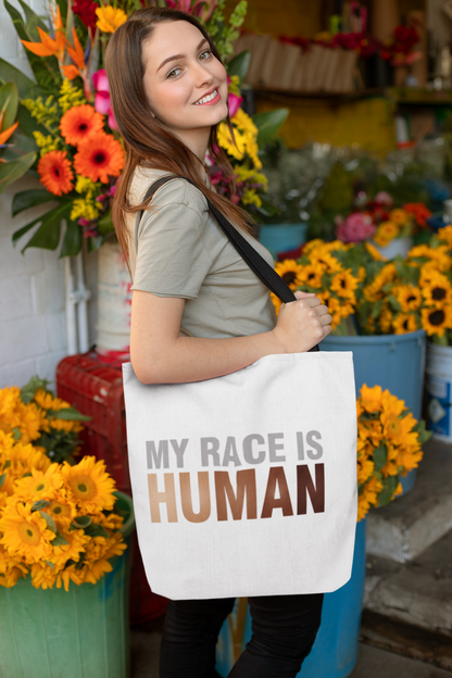 My Race Is Human Tote Bag — Refined Unity Statement (Gradient Edition)