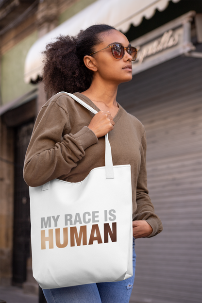 My Race Is Human Tote Bag — Refined Unity Statement (Gradient Edition)