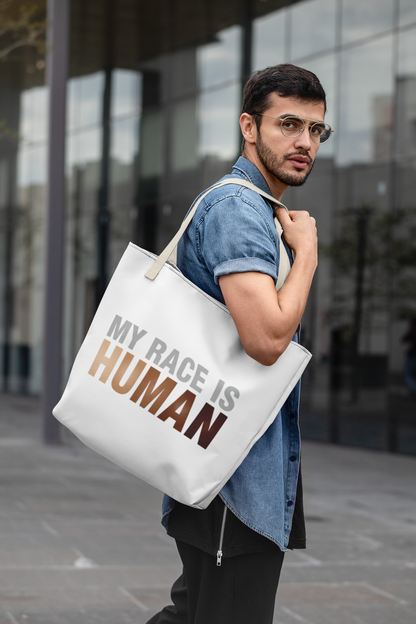 My Race Is Human Tote Bag — Refined Unity Statement (Gradient Edition)