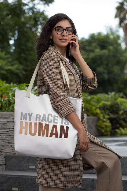 My Race Is Human Tote Bag — Refined Unity Statement (Gradient Edition)