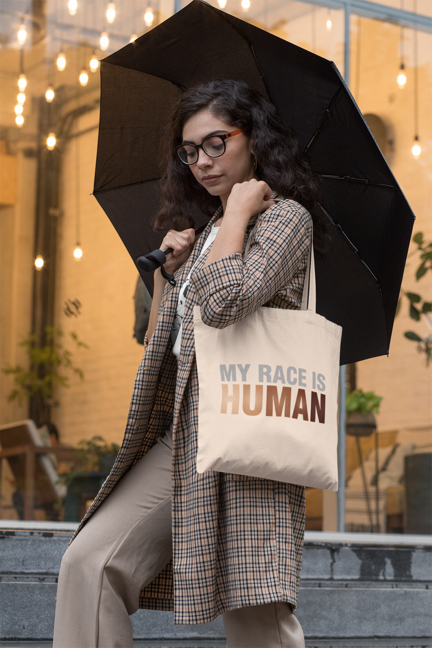 My Race Is Human Canvas Tote Bag — Minimalist Unity Statement