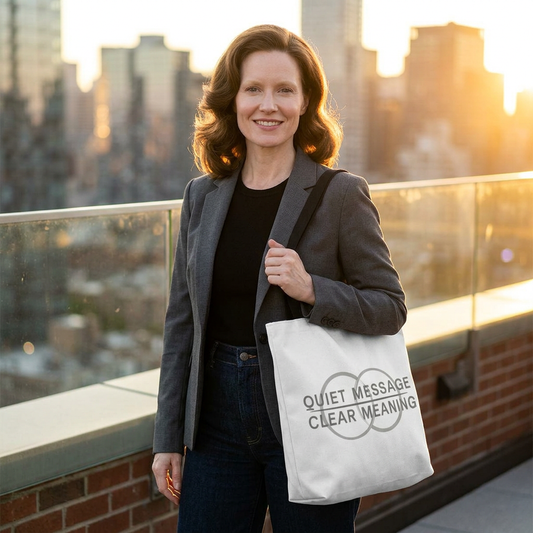 Quiet Message, Clear Meaning Tote Bag — Minimalist Typographic Canvas Tote