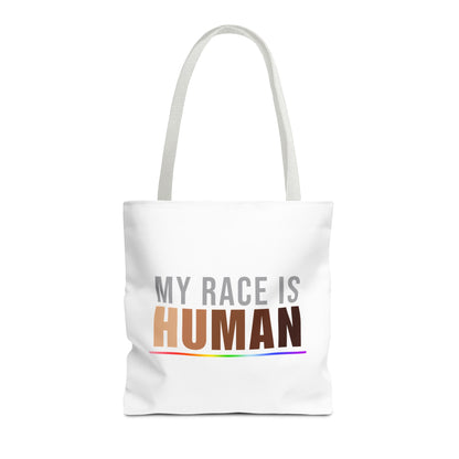 My Race Is Human Tote Bag – Equality, Unity & Diversity Canvas Tote