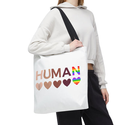 Human Unity Hearts Tote Bag — Refined Inclusive Statement (Gradient Edition)
