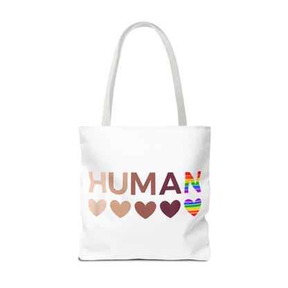 Human Unity Hearts Tote Bag — Refined Inclusive Statement (Gradient Edition)