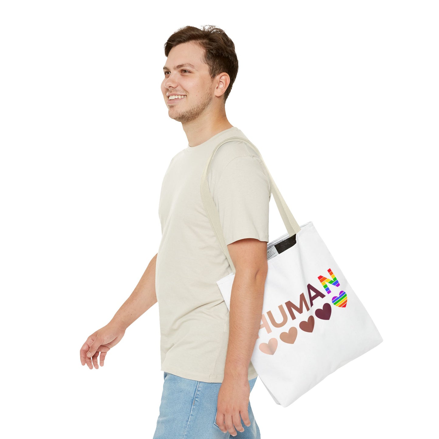 Human Unity Hearts Tote Bag — Refined Inclusive Statement (Gradient Edition)