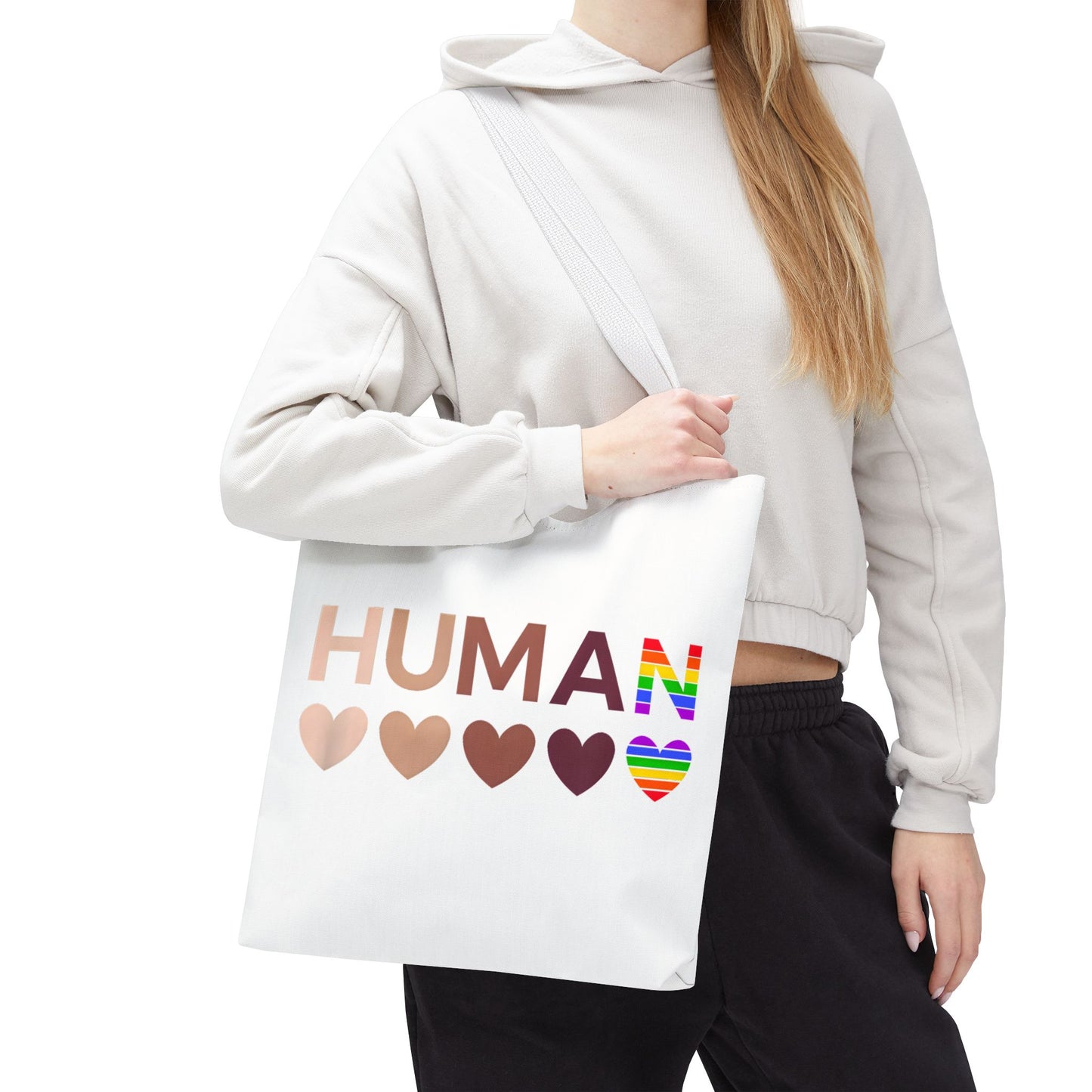 Human Unity Hearts Tote Bag — Refined Inclusive Statement (Gradient Edition)