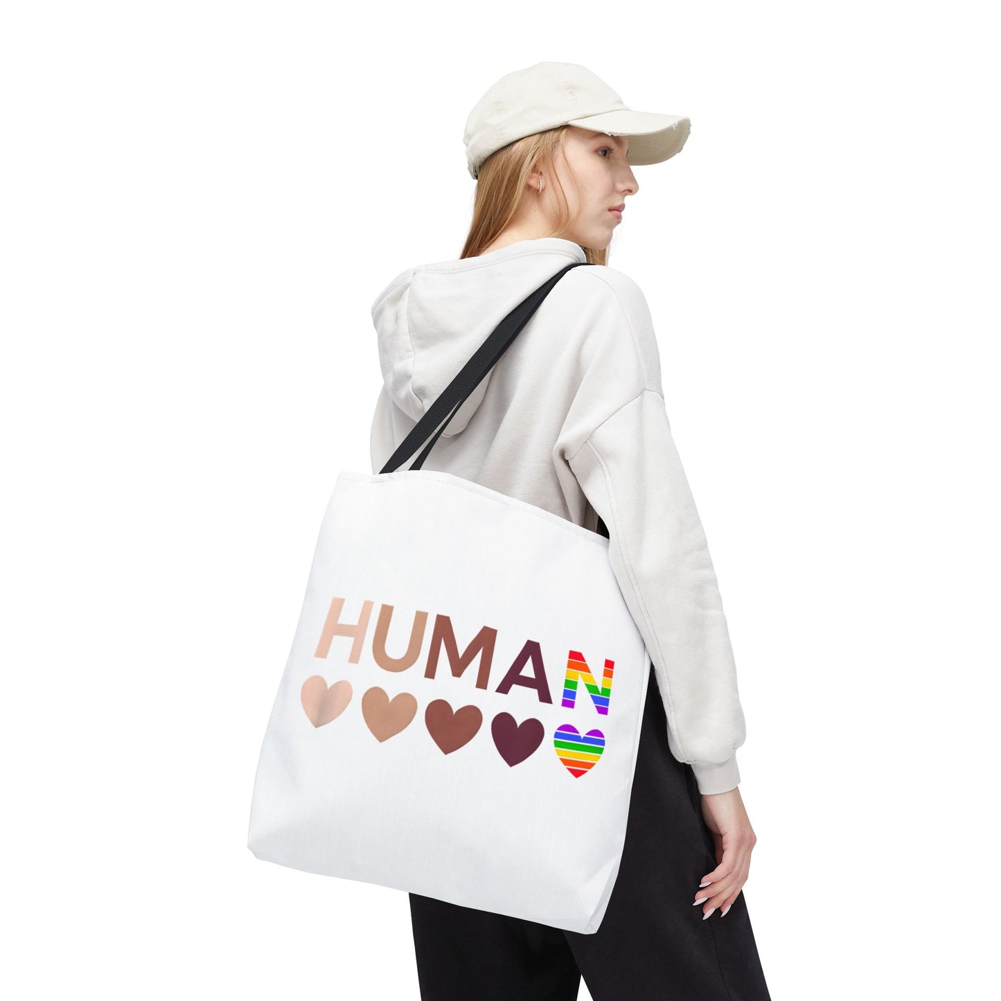Human Unity Hearts Tote Bag — Refined Inclusive Statement (Gradient Edition)