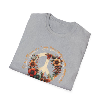 Flower Peace Sign 'Be Kind' Unisex Softstyle T-Shirt, Cute Graphic Tee, Peace Love T-Shirt, Kindness Shirt, Floral T-Shirt