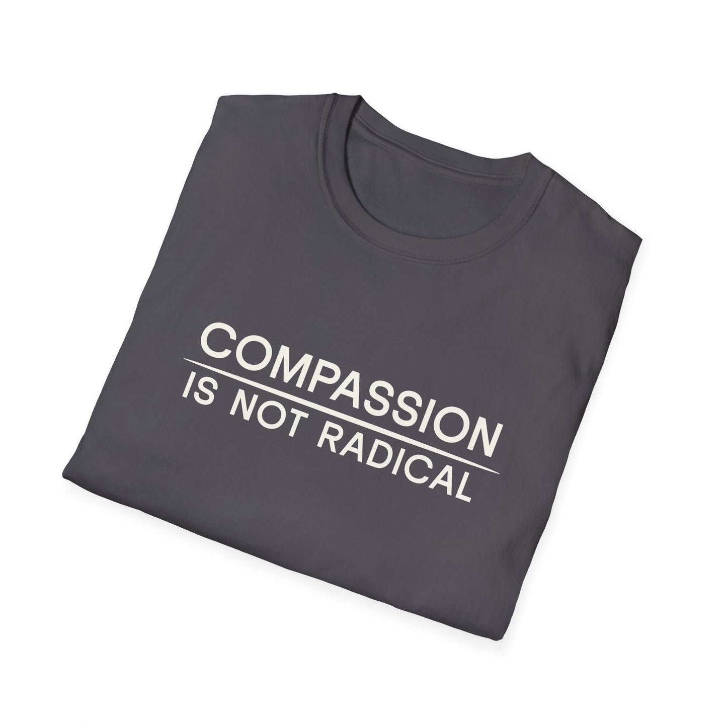 Compassion Is Not Radical T Shirt | Minimalist Ethical Statement Tee | Humanity Campaign