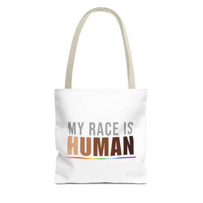 My Race Is Human Tote Bag – Equality, Unity & Diversity Canvas Tote