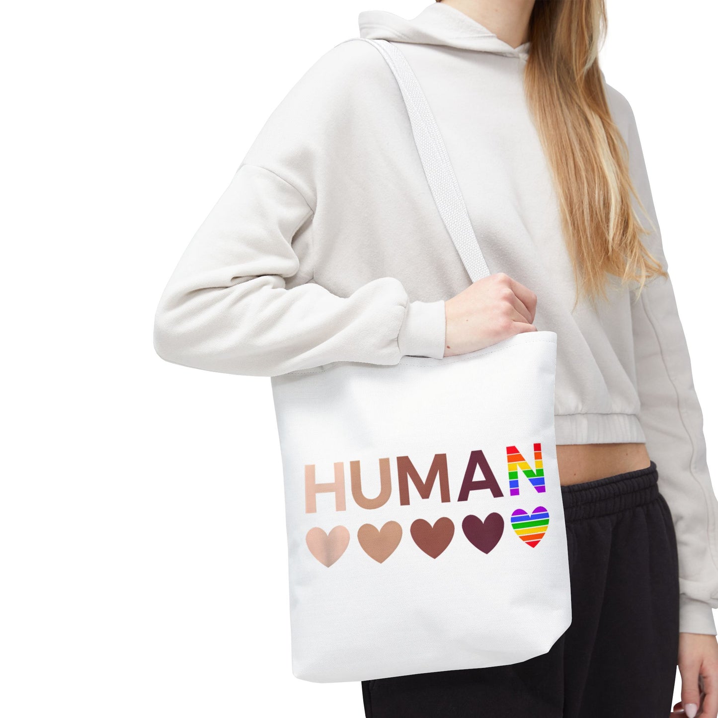 Human Unity Hearts Tote Bag — Refined Inclusive Statement (Gradient Edition)