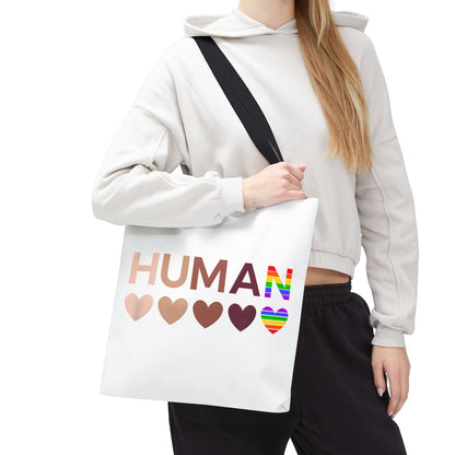 Human Unity Hearts Tote Bag — Refined Inclusive Statement (Gradient Edition)
