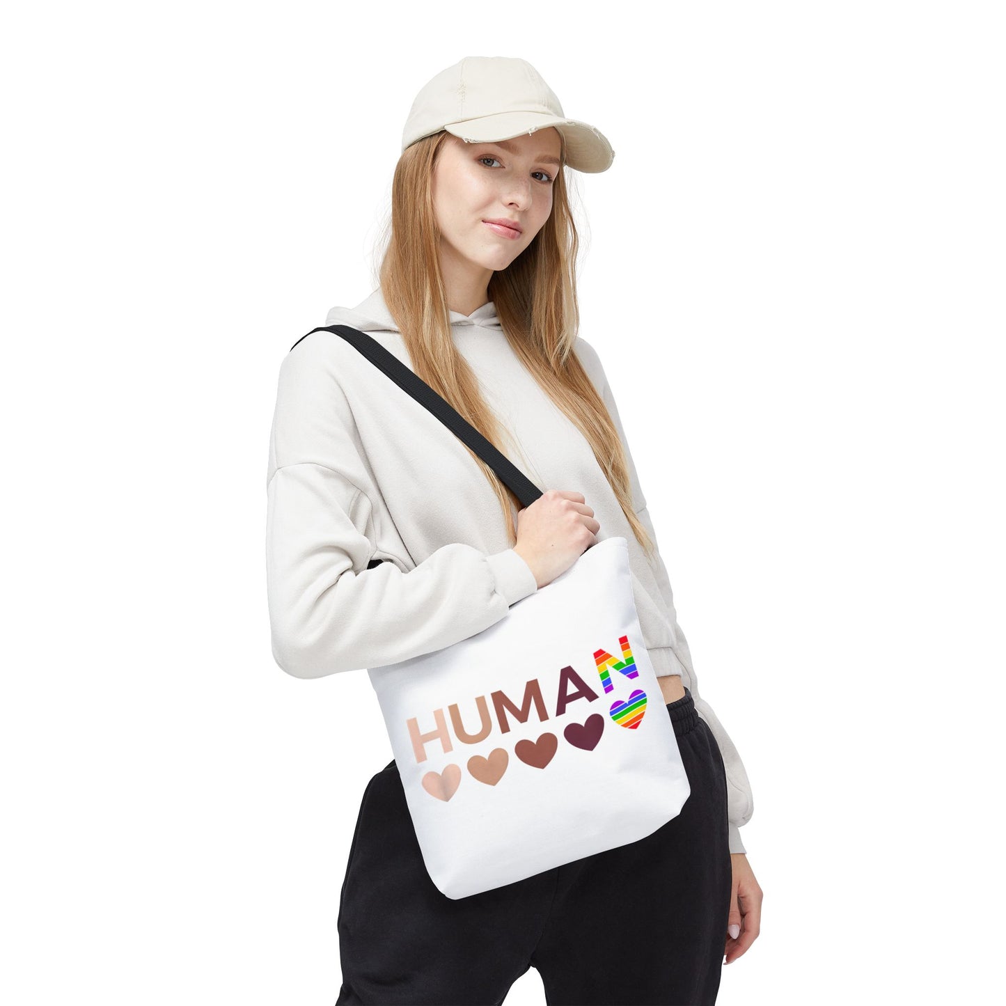 Human Unity Hearts Tote Bag — Refined Inclusive Statement (Gradient Edition)