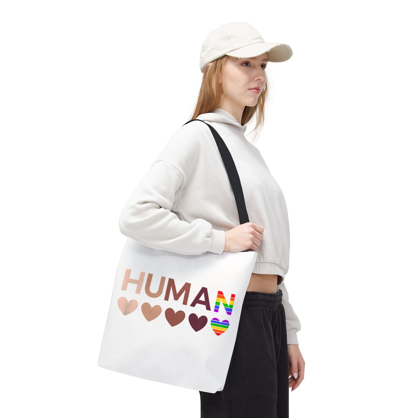 Human Unity Hearts Tote Bag — Refined Inclusive Statement (Gradient Edition)