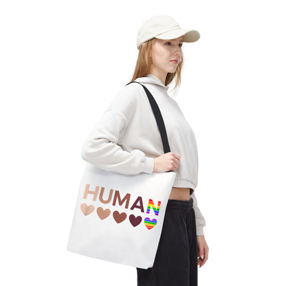 Human Unity Hearts Tote Bag — Refined Inclusive Statement (Gradient Edition)