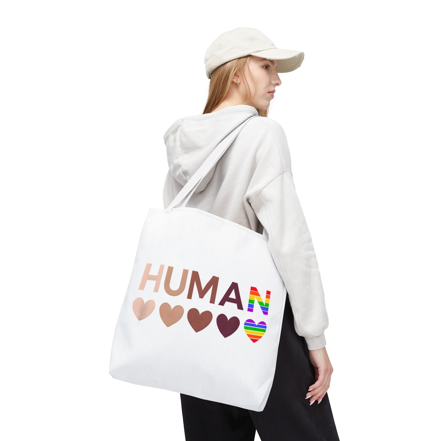 Human Unity Hearts Tote Bag — Refined Inclusive Statement (Gradient Edition)